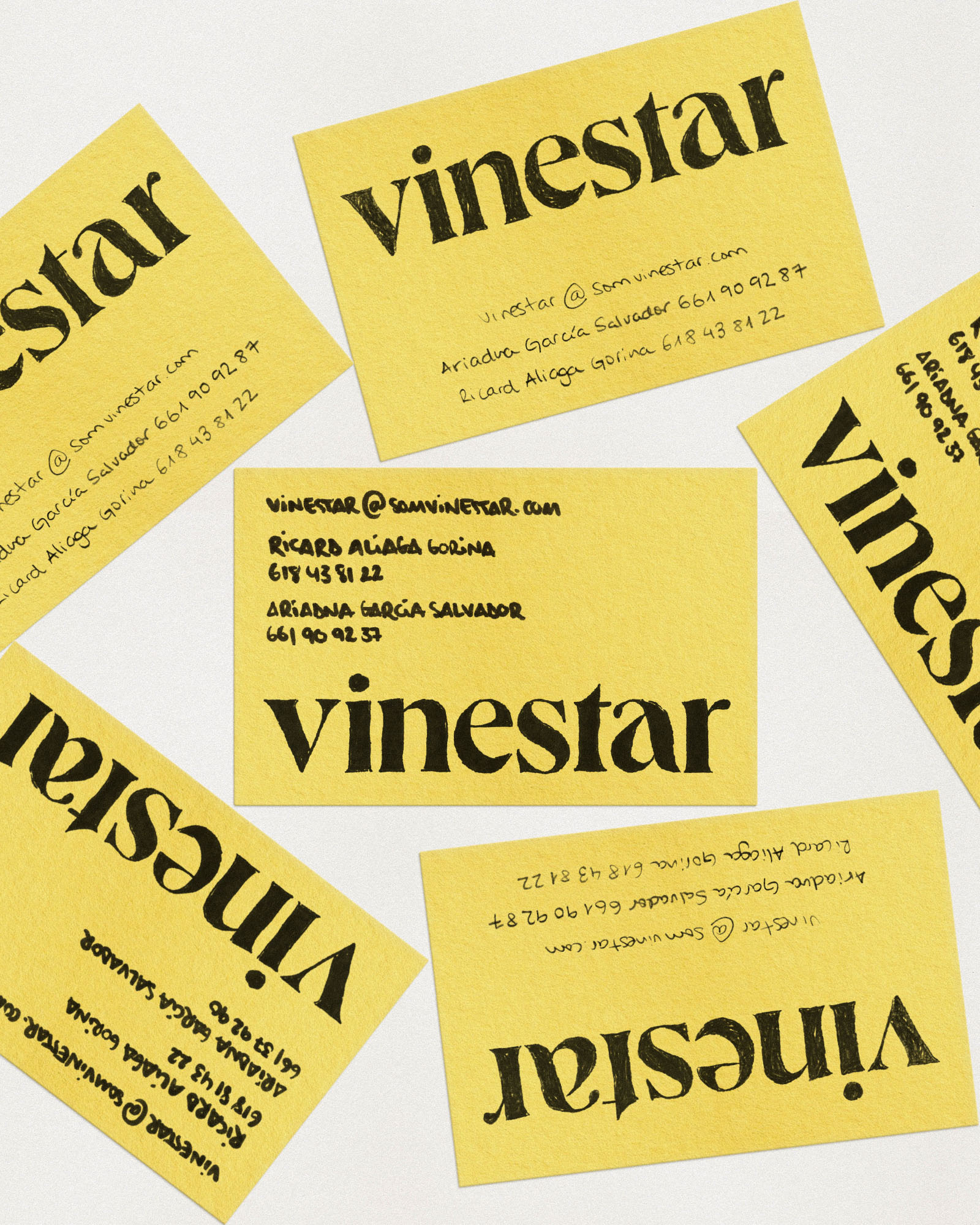 Diseño de las tarjetas del elaborador de vino en Penedès, Vinestar; por Carlos Galán Rubio
